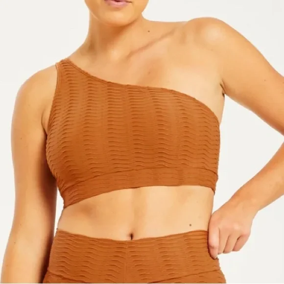 Booty By Brabants One-Shoulder Textured Top in Rust - Picture 3 of 5